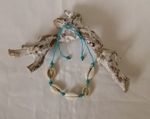 Enkelbandje schelp, turquoise