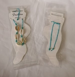 Enkelbandje schelp, turquoise