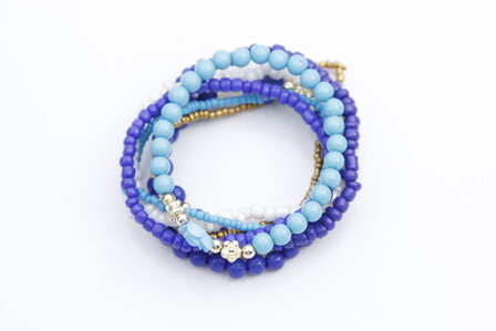 Armbandenset blauw wit