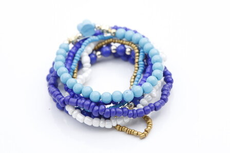 Armbandenset blauw wit