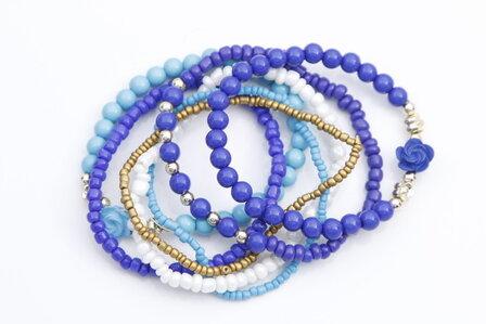 Armbandenset blauw wit