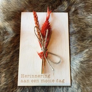 Wenskaart (van hout) Herinnering aan een mooie dag