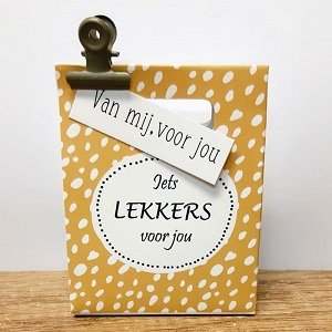 Cadeautasje met vruchtenhartjes "Van mij, voor jou"