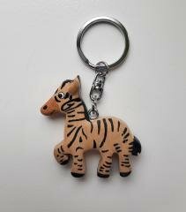 Sleutelhanger van hout, zebra.