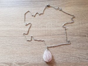 Natuursteen rozenkwarts, ketting 