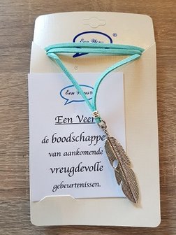 Turquoise veter ketting, veer 