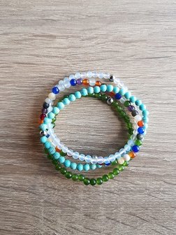 Set van vier damesarmbanden Turquoise 4mm