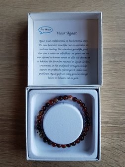 Dames armband Vuur Agaat met Boeddha kraal