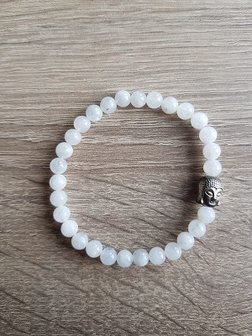 Dames armband Maansteen met Boeddha