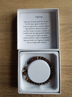 Dames armband Tijgeroog met engel kraal