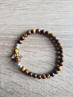 Dames armband Tijgeroog met engel kraal