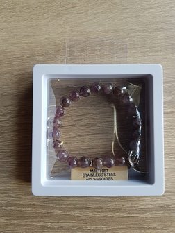 Dames armband Amethist met RVS Rooskraal