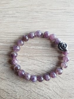 Dames armband Amethist met RVS Rooskraal