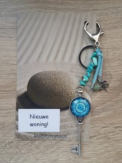 Tassenhanger Sleutel Nieuwe Woning! Turquoise