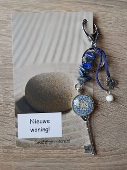 Tassenhanger Sleutel Nieuwe Woning! Lapis Lazuli