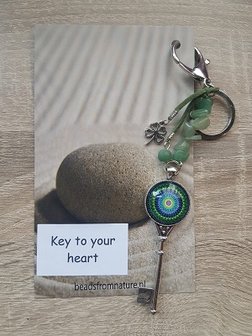 Tassenhanger Sleutel Key to your heart Jade