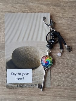 Tassenhanger Sleutel Key to your heart Onyx