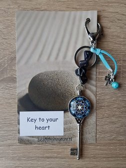 Tassenhanger Sleutel Key to your heart Blauwvloed
