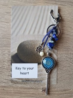 Tassenhanger Sleutel Key to your heart Lapis Lazuli