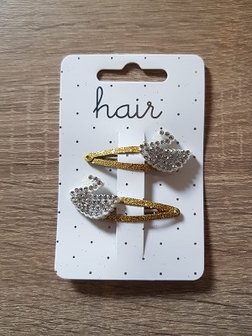Set goudkleurige haarspelden, zilverkleurige zwaan