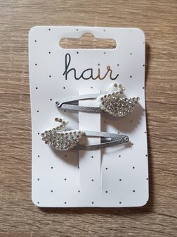 Set zilverkleurige haarspelden, zilverkleurige zwaan