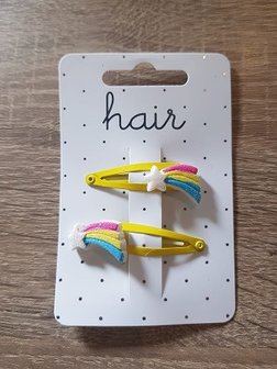 Set geelkleurige haarspelden, vallende ster