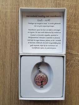 Damesketting Geboortesteen Rozenkwarts (tweeling)
