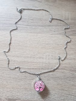 Damesketting Geboortesteen Rozenkwarts (tweeling)
