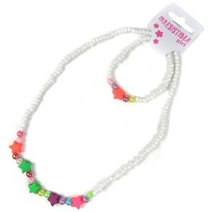 Sieradenkinderset, kralen armband en ketting wit