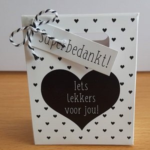 Cadeautasje met pepermuntjes "Superbedankt!"