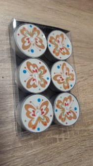Waxinelichtjes, vlinder oranje
