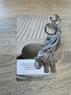 Olifant, sleutel/tashanger lichtgrijs