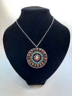 Mandala ketting met natuursteen Tijgeroog