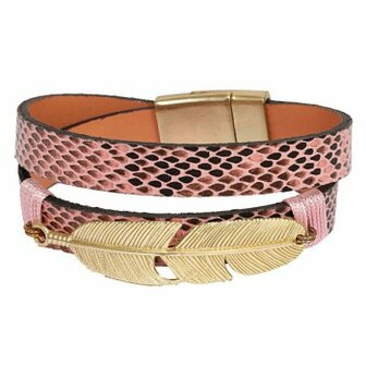 Armband van snakeprint met veer