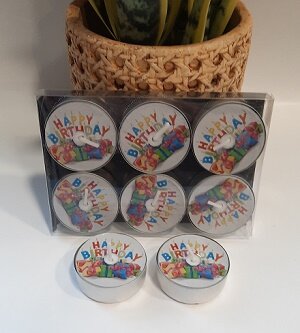 Waxinelichtjes &quot;happy birthday&quot;
