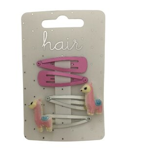 Set haarspeldjes met lama licht roze