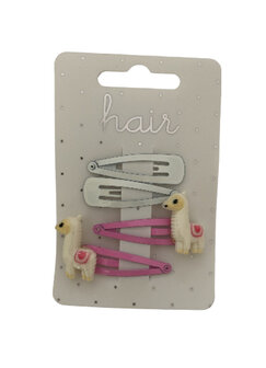 Set haarspeldjes met lama licht roze