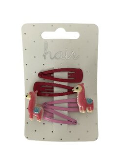 Set haarspeldjes met lama donker roze