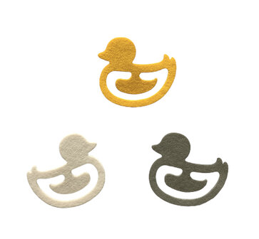 Paperclips-eend-3-kleuren geel wit grijs