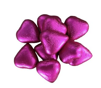 Chocolade hartjes fuchsia roze