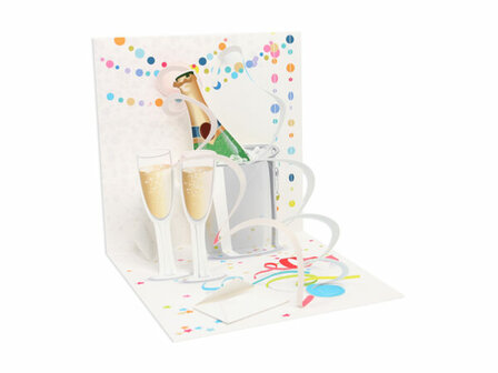 Mini pop up card champagne open kaart