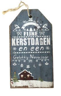 Houten bordje fijne kerstdagen