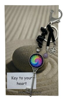 Tassenhanger Sleutel Key to your heart onyx