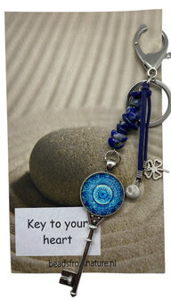 Tassenhanger Sleutel Key to your heart Lapis Lazuli