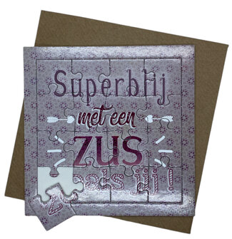 Puzzelkaart Superblij met een zus zoals jij