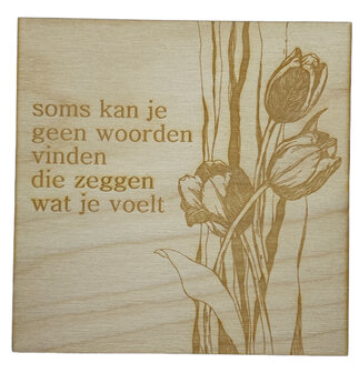 Wenskaart (van hout) Woorden....