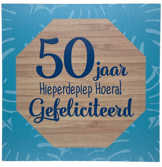 Onderzetter 50 jaar Hieperdepiep Hoera! Gefeliciteerd