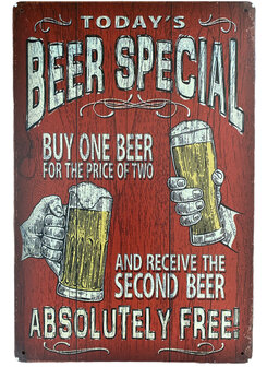 Metalen bord Today&#039;s beer special