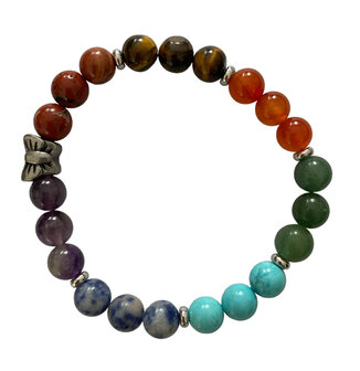 Chakra armband met vlinder kraal, inclusief Chakra natuurstenen