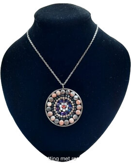 mandala ketting roze zebra jaspis natuursteen